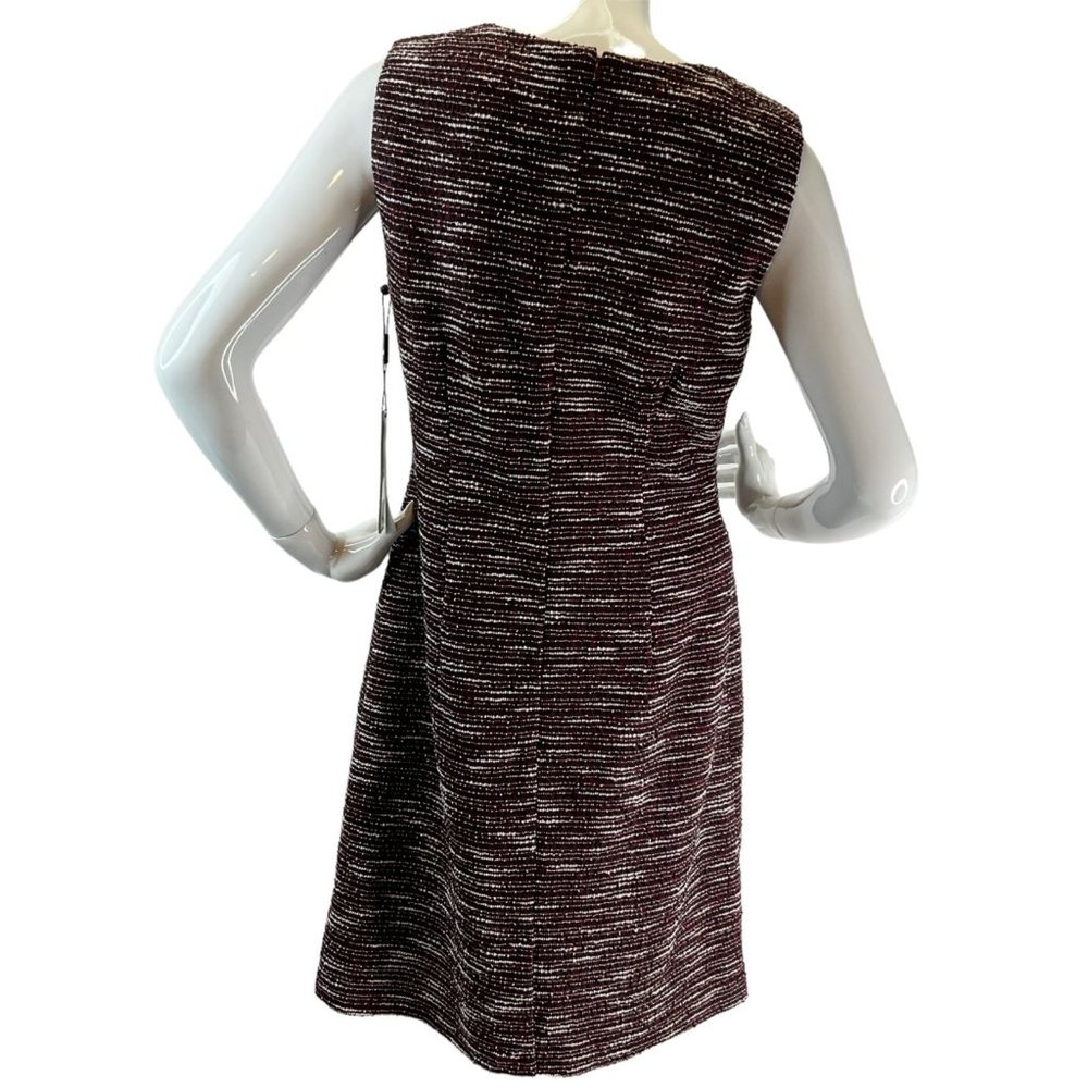 Karl Lagerfeld Paris Dress Womens Size 8 Maroon Black Tweed Sleeveless Zip Nwt - Picture 3 of 9
